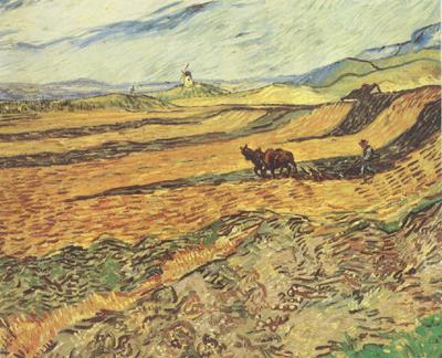 Vincent Van Gogh Field with Ploughman and Mill (nn04) Spain oil painting art